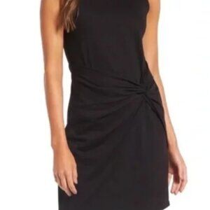 Chelsea28 Twist Front Dress Size medium asymmetrical hem faux wrap black